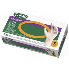 Curad Powder Free Latex Exam Gloves Small Size - White - Textured - For Healthcare Working - 100 / Box