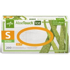 Medline Aloetouch Ice Nitrile Gloves Small Size - Latex-free, Textured - For Healthcare Working - 200 / Box