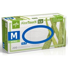 Medline Aloetouch Ice Nitrile Gloves Medium Size - Latex-free, Textured - For Healthcare Working - 200 / Box