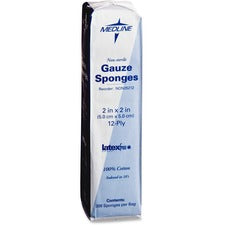 Medline Nonsterile Woven Gauze Sponges 12 Ply - 2" Width x 2" Length - White - 200 / Box