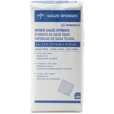 Medline Nonsterile Woven Gauze Sponges 12 Ply - 4" Width x 4" Length - White - 200 / Box