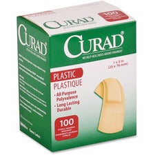 Medline Plastic Adhesive Bandages 1" Width x 3" Length - Tan - 100 / Box