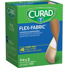 Curad Comfort Cloth Adhesive Fabric Bandages 0.75" Width x 3" Length - Tan - 100 / Box