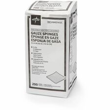 Medline Caring Non-sterile Gauze Sponges 12 Ply - 4" Width x 4" Length - White - 200 / Box