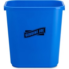 Genuine Joe 28-1/2 Quart Recycle Wastebasket 7.13 gal Capacity - Rectangular - 15" Height x 14.5" Width x 10.5" Depth - Blue, White - 1 Each