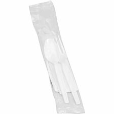 Genuine Joe Fork/Knife/Spoon Utensil Kit White - 250 / Carton
