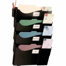 Officemate Grande Central Wall Filing System 4 Pocket(s) - 23.50" Height x 16.62" Width x 4.75" Depth - Black - 1 Pack