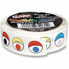 Creativity Street Wiggle Eyes Stickers Self-adhesive - Assorted - 1000 / Roll