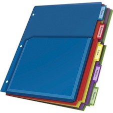 Cardinal® Expanding Pocket Poly Divider 5 x Divider(s) - 5 Tab(s)/Set - 9.8" Divider Width x 11.50" Divider Length - Letter - 8.50" Width x 11" Length - 3 Hole Punched - Translucent Poly Divider - Multicolor Poly Tab(s) - Non-stick, Insertable Tab, PV