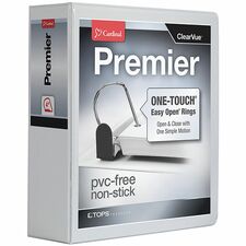 Cardinal® Premier ONE-TOUCH® Easy Open® Locking Slant-D® Rings Binder 4" Binder Capacity - Letter - 8 1/2" x 11" Sheet Size - 880 Sheet Capacity - 4 19/64" Spine Width - 3 Ring(s) - Fastener(s): D-Ring - Pocket(s): 4, Inside Front & Back -