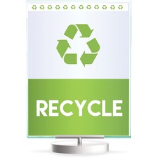 Deflecto Swivel Sign Holder Support 8.50" x 11" Media - Vertical - 12" Height x 8.6" Width x 1.9" Depth - Plastic - Silver, Green Tint, Clear - 1 Each