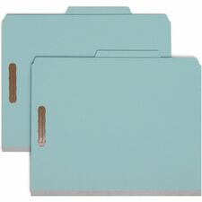 Smead 2/5 Tab Cut Letter Recycled Classification Folder 8 1/2" x 11" - 2" Expansion - 4 x 2K Fastener(s) - 1" Fastener Capacity, 2" Fastener Capacity - Top Tab Location - Right of Center Tab Position - 1 Divider(s) - 25 pt. - Pressboard - Blue - Heavy Dut