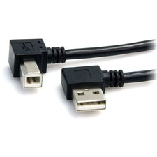 StarTech.com 3 ft A Right Angle to B Right Angle USB Cable - M/M 3 ft USB/USB-B Data Transfer Cable for Scanner, Hard Drive, Printer, Peripheral Device - First End: 1 x 4-pin USB 2.0 Type A - Male - Second End: 1 x 4-pin USB 2.0 Type B - Male - 480 Mbit/s