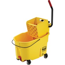 Rubbermaid Commercial Wavebreak 44-Quart Side Press Mopping System Plastic, Steel - 17" Width x 24" Depth x 38" Height - Yellow - 1 Each