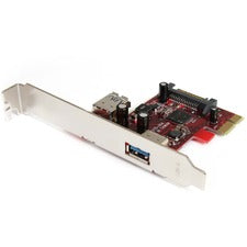 StarTech.com PCI Express USB 3.0 card PCI Express x1 - Plug-in Card - 2 USB Port(s) - 1 SATA Port(s) - UASP Support - PC - TAA Compliant