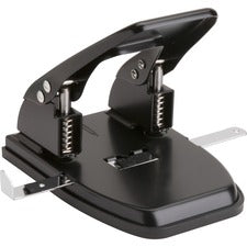 Business Source Heavy-duty 2-Hole Punch 2 Punch Head(s) - 30 Sheet of 20lb Paper - 9/32" Punch Size - Round Shape - Steel, Rubber - Black