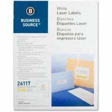 Business Source Bright White Premium-quality Shipping Labels 2" Width x 4" Length - Permanent Adhesive - Rectangle - Laser, Inkjet - White - Lignin-free, Jam-free - 10 / Sheet - 250 Total Sheets - 2500 / Pack