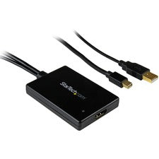 StarTech.com Mini DisplayPort to HDMI Adapter with USB Audio 1 x HDMI 1.3b Digital Audio/Video - Female - 1 x Mini DisplayPort 1.1a Digital Audio/Video - Male, 1 x USB Type A - Male - Black - 1 Each