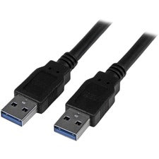 StarTech.com 6 ft Black SuperSpeed USB 3.0 Cable A to A - M/M 6 ft USB Data Transfer Cable for PC, Hub, Desktop Computer, Server, USB Hub - First End: 1 x 9-pin USB 3.0 Type A - Male - Second End: 1 x 9-pin USB 3.0 Type A - Male - 5 Gbit/s - Shielding - 2