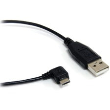 StarTech.com 1 ft Micro USB Cable - A to Right Angle Micro B 1 ft USB/USB Micro-B Data Transfer Cable for Smartphone, Digital Camera, Tablet, PC, GPS, Computer, PDA, Tablet PC - First End: 1 x 4-pin USB 2.0 Type A - Male - Second End: 1 x 5-pin Micro USB