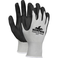Memphis 13-Gauge Foam Coated Palm Protective Gloves X-Large Size - Gray, Black - Knit Wrist, Comfortable, Seamless, Durable, Cut Resistant, Spill Resistant - For Multipurpose, Industrial - 2 / Pair