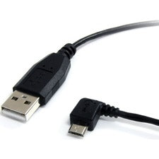 StarTech.com 6 ft Micro USB Cable - A to Left Angle Micro B 6 ft USB/USB Micro-B Data Transfer Cable for Smartphone, Digital Camera, Tablet PC, GPS, Computer - First End: 1 x USB 2.0 Type A - Male - Second End: 1 x 5-pin Micro USB 2.0 Type B - Male - 480