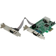 StarTech.com 2 Port Low Profile Native RS232 PCI Express Serial Card with 16550 UART Dual-profile Plug-in Card - 16550 UART - PCI Express x1 - PC, Mac, Linux - 2 x Number of Serial Ports External - 1 - TAA Compliant