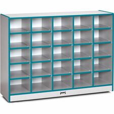 Jonti-Craft Rainbow Accents Toddler Single Storage 35.50" Height x 48" Width x 15" Depth - Durable, Laminated - Teal - Rubber - 1 Each