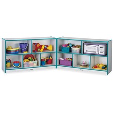 Jonti-Craft Rainbow Accents Fold-n-Lock Storage Shelf 29.50" Height x 96" Width x 15" Depth - Lockable, Foldable - Teal - Hard Rubber - 1 Each