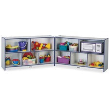 Jonti-Craft Rainbow Accents Fold-n-Lock Storage Shelf 29.50" Height x 96" Width x 15" Depth - Lockable, Foldable - Navy - Hard Rubber - 1 Each