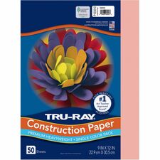 Tru-Ray Construction Paper Project - 12" Width x 9" Length - Salmon - Sulphite - 50 / Pack