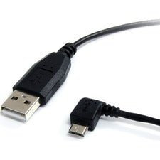 StarTech.com 3 ft Micro USB Cable - A to Left Angle Micro B 3 ft USB/USB Micro-B Data Transfer Cable for Smartphone, Digital Camera, Tablet, PDA, GPS - First End: 1 x 4-pin USB 2.0 Type A - Male - Second End: 1 x 5-pin Micro USB 2.0 Type B - Male - 480 Mb