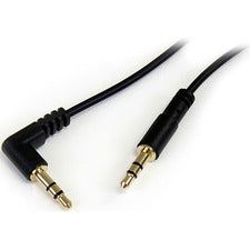 StarTech.com 6 ft Slim 3.5mm to Right Angle Stereo Audio Cable - M/M 6 ft Mini-phone Audio Cable for iPhone, iPod, iPad, MP3 Player, Audio Device, Sound Card - First End: 1 x Mini-phone Stereo Audio - Male - Second End: 1 x Mini-phone Stereo Audio - Male