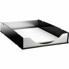 Kantek Letter Tray 2.25" Height x 10.25" Width x 13.50" Depth - Desktop - Stackable - Black, Silver - Acrylic, Aluminum - 1 Each
