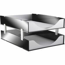 Kantek Stacking Support Set for Letter Trays Acrylic - Silver - 4 / Set