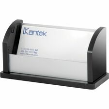 Kantek Business Card Holder 2.3" Height x 4.4" Width x 1.8" Depth - Acrylic, Aluminum - Black, Silver - 1 Each