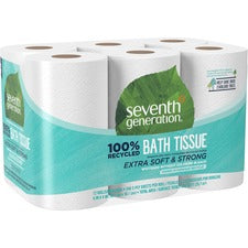 Seventh Generation 100% Recycled Bathroom Tissue 2 Ply - 4" Width x 4" Length - 240 Sheets/Roll - White - Paper - 12 / Pack