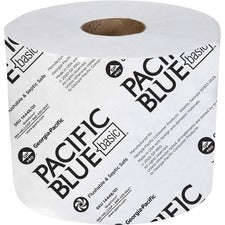 Pacific Blue Basic Standard Roll Toilet Paper 1 Ply - 3.90" Width x 4" Length - 1500 Sheets/Roll - White - 48 / Carton