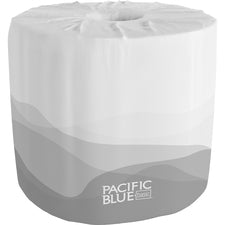 Pacific Blue Basic Standard Roll Toilet Paper 2 Ply - 4" Width x 4" Length - 550 Sheets/Roll - Embossed - White - 80 / Carton