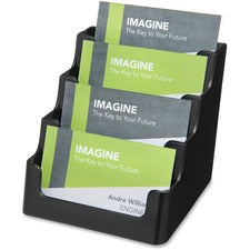 Deflecto 4 Tier Business Card Holder 3.8" Height x 3.9" Width x 3.5" Depth - Plastic - Black - Storage Compartment, Durable, Recyclable - 1 Each