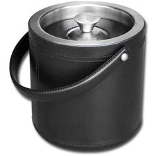 Dacasso Classic Leather Ice Bucket Black - Leather, Stainless Steel Body - Stainless Steel Lid - 1 Each