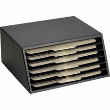 Dacasso Classic Leather Vertical Letter Sorter 6 Compartment(s) - Black - Top Grain Leather, Velveteen - 1 Each
