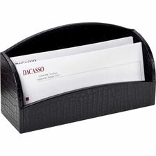 Dacasso Crocodile Embossed Leather Letter Holder Horizontal - Leather - Black - 1 Each