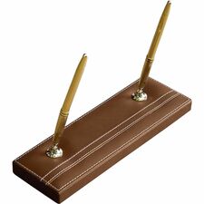 Dacasso Rustic Leather Pen Stand Leather - Rustic Brown, Gold - 1 Each