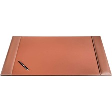Dacasso Rustic Leather Side-Rail Desk Pad Rectangular - 34" Width x 20" Depth - Felt Backing - Top Grain Leather - Rustic Brown