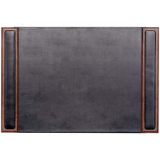 Dacasso Walnut & Leather Side-Rail Desk Pad Rectangular - 25.5" Width x 17.25000" Depth - Felt Black Backing - Leather - Walnut