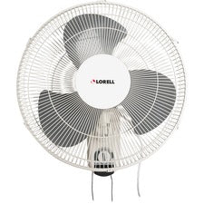 Lorell Pull-chain Wall-Mounting 3-speed Fan 16" Fan Diameter - 3 Speed - Adjustable Tilt Head, Oscillating - 18.5" Height x 9.3" Width x 18.1" Depth - White