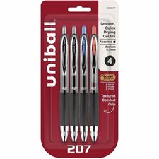 uniball™ 207 Gel Pen 0.7 mm Medium Pen Point - Refillable - Retractable - Assorted Ink - Gel-based - 4 / Pack