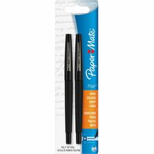 Paper Mate Flair Point Guard Felt Tip Marker Pens Medium Pen Point - Black Ink - Water Based - Black Barrel - 2 / Pack