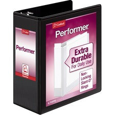 Cardinal® Performer ClearVue Slant-D Ring Binder 4" Binder Capacity - Letter - 8 1/2" x 11" Sheet Size - 835 Sheet Capacity - 3 3/5" Spine Width - 3 Ring(s) - Fastener(s): D-Ring - Pocket(s): 2, Inside Front & Back - Vinyl - Black - 2.14 lb - Label Ho